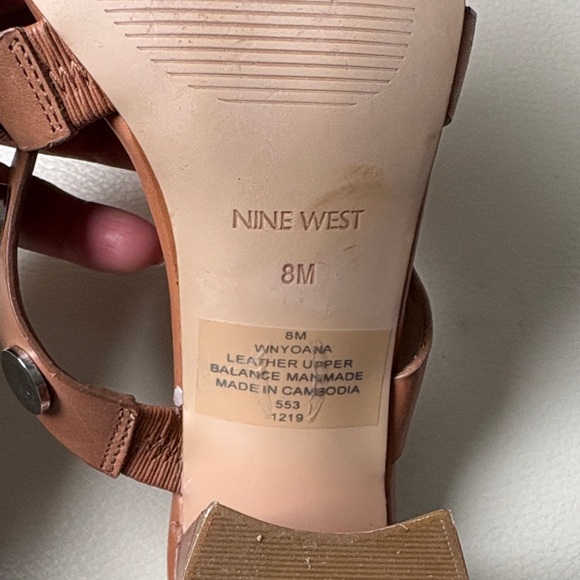 Nine West Tan Heeled Sandals with Silver Accents - Picture 3 of 3
